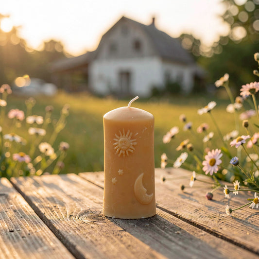 Bienenwachskerze Mond und Sterne