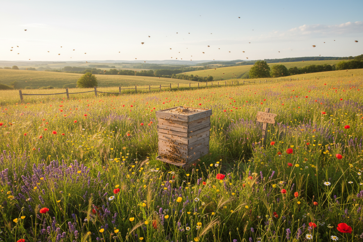 Naturlandschaft mit Bienenstock
